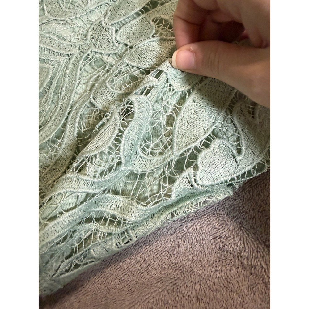 NWT Lulus SZ Medium Won Your Heart Sage Green Lace Tie-Strap High-Low Midi Dress - Picture 7 of 13